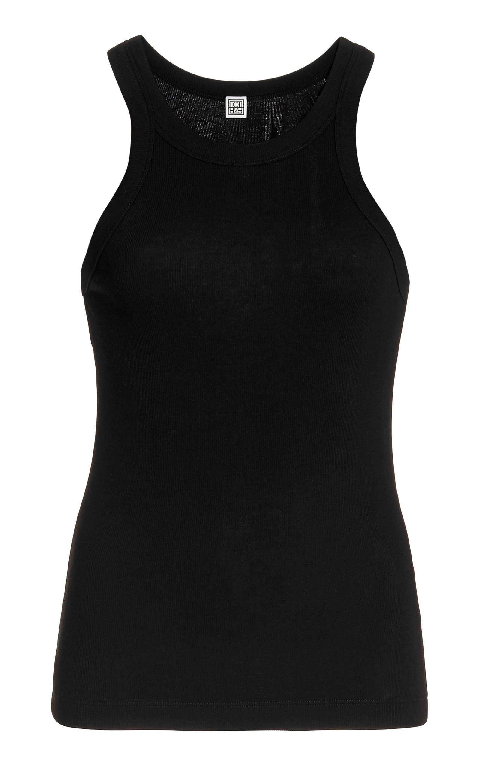 Totême - Women's Espera Ribbed Stretch Cotton-Blend Top   - White/black - Moda Operandi
