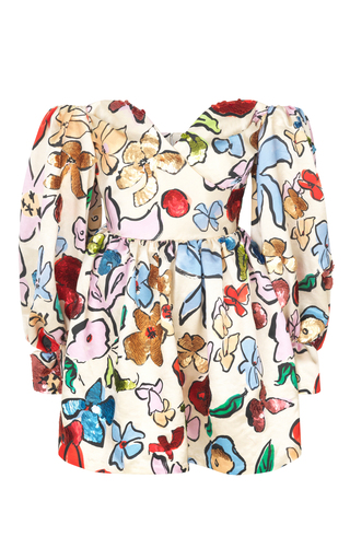 Evelina Floral-Print Off-Shoulder Silk Dress by Stine | Moda Operandi