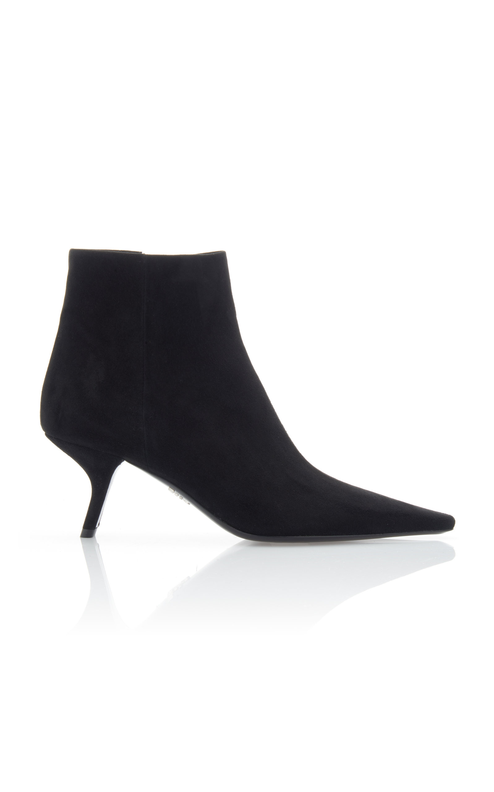 Prada - Women's Suede Ankle Boots - Black - Moda Operandi