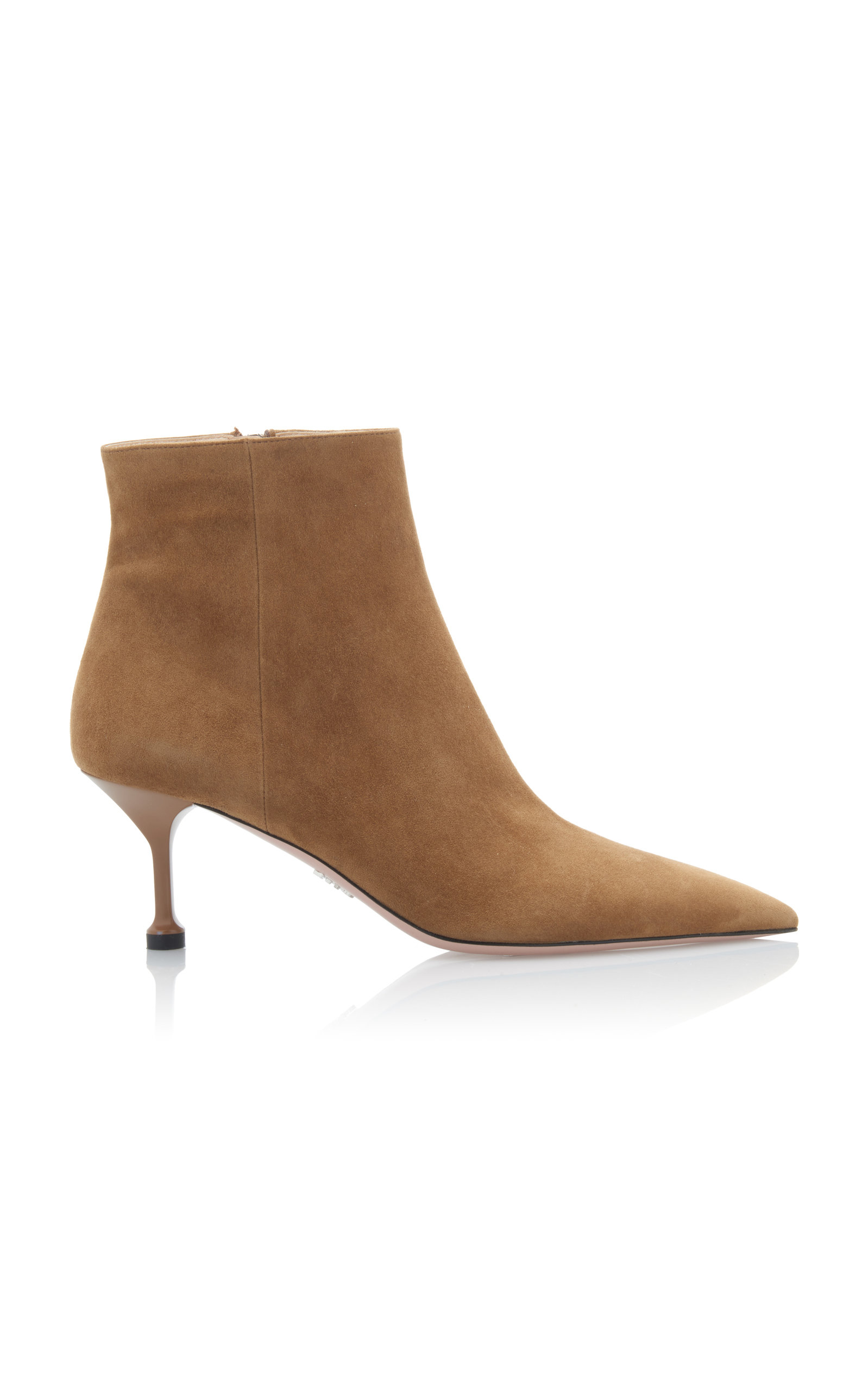Prada - Women's Suede Ankle Boots - Brown - Moda Operandi