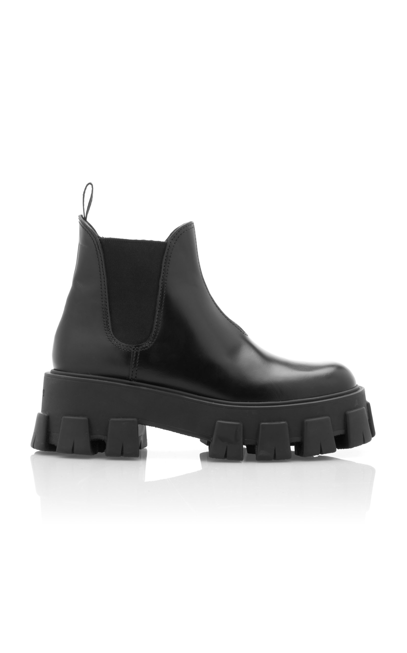 Prada - Women's Lug Sole Leather Boots - Black - IT 39.5 - Moda Operandi