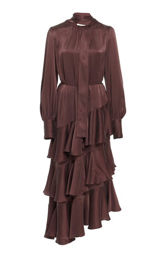 Asymmetric Silk-Satin Maxi Dress by Zimmermann | Moda Operandi