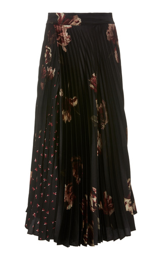 Pleated Floral-Print Cashmere Midi Skirt by Vince | Moda Operandi