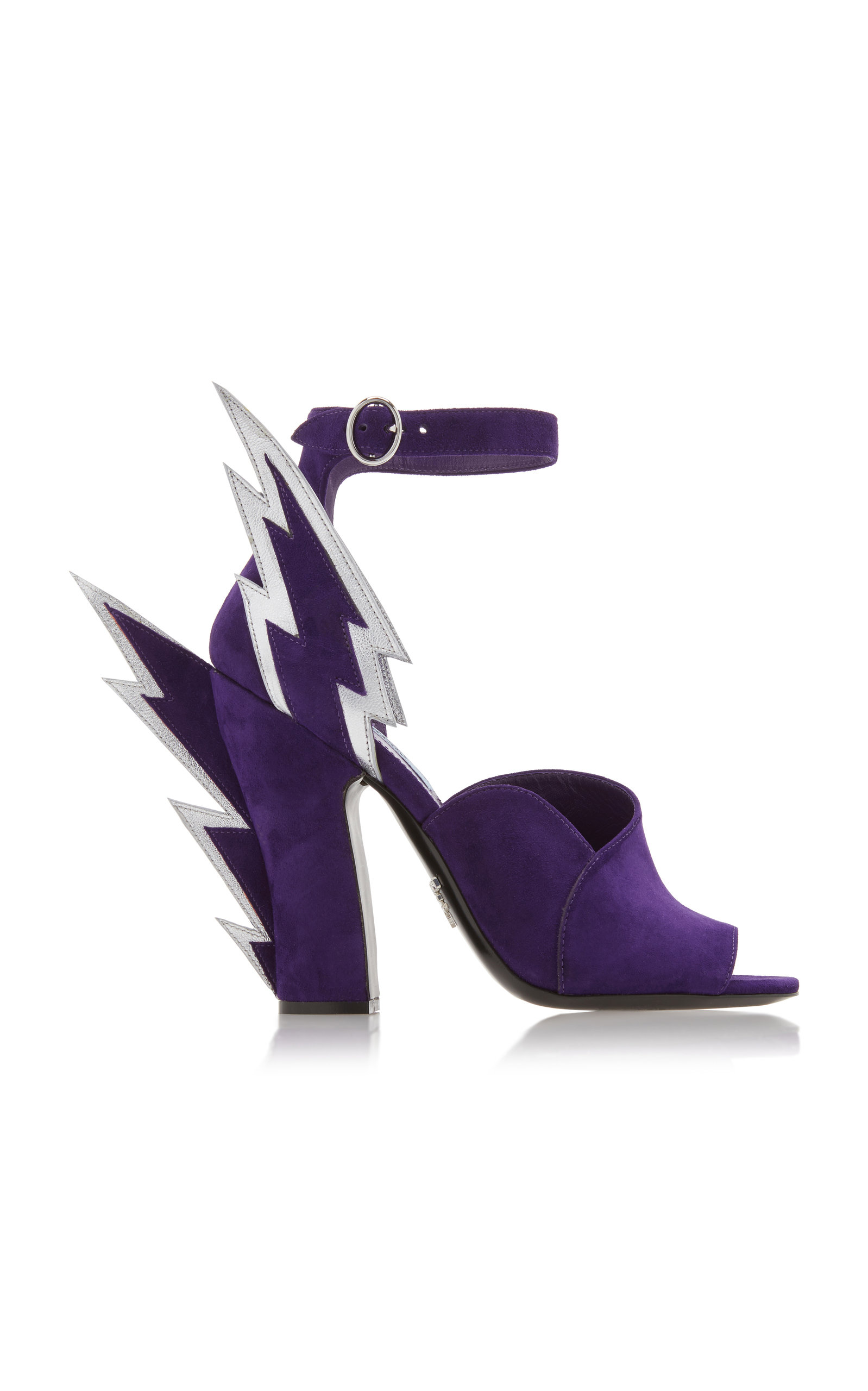 Prada - Women's Embellished Suede Sandals - Purple - IT 37 - Moda Operandi