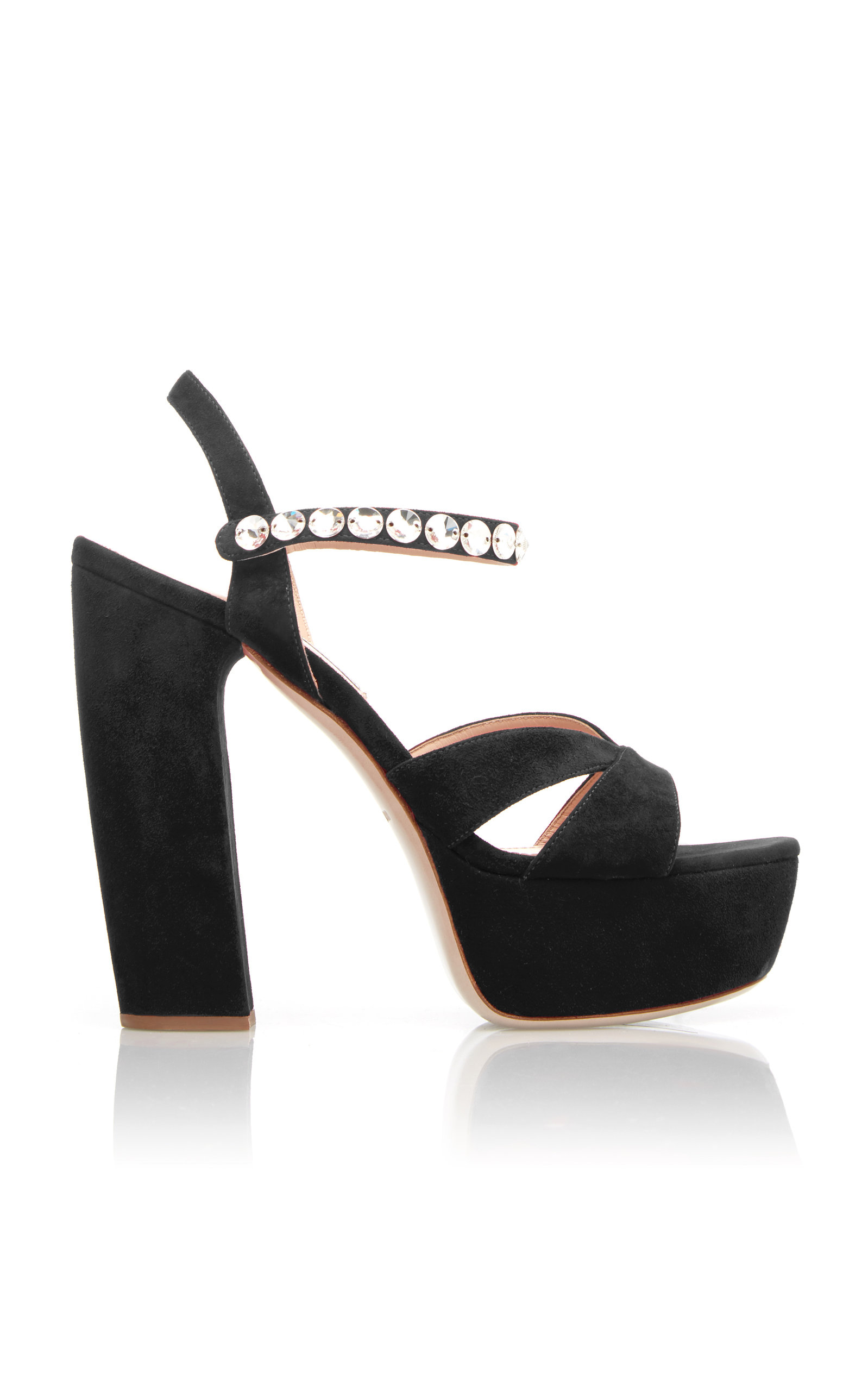 Miu Miu Jeweled Strap Suede Platform Sandal