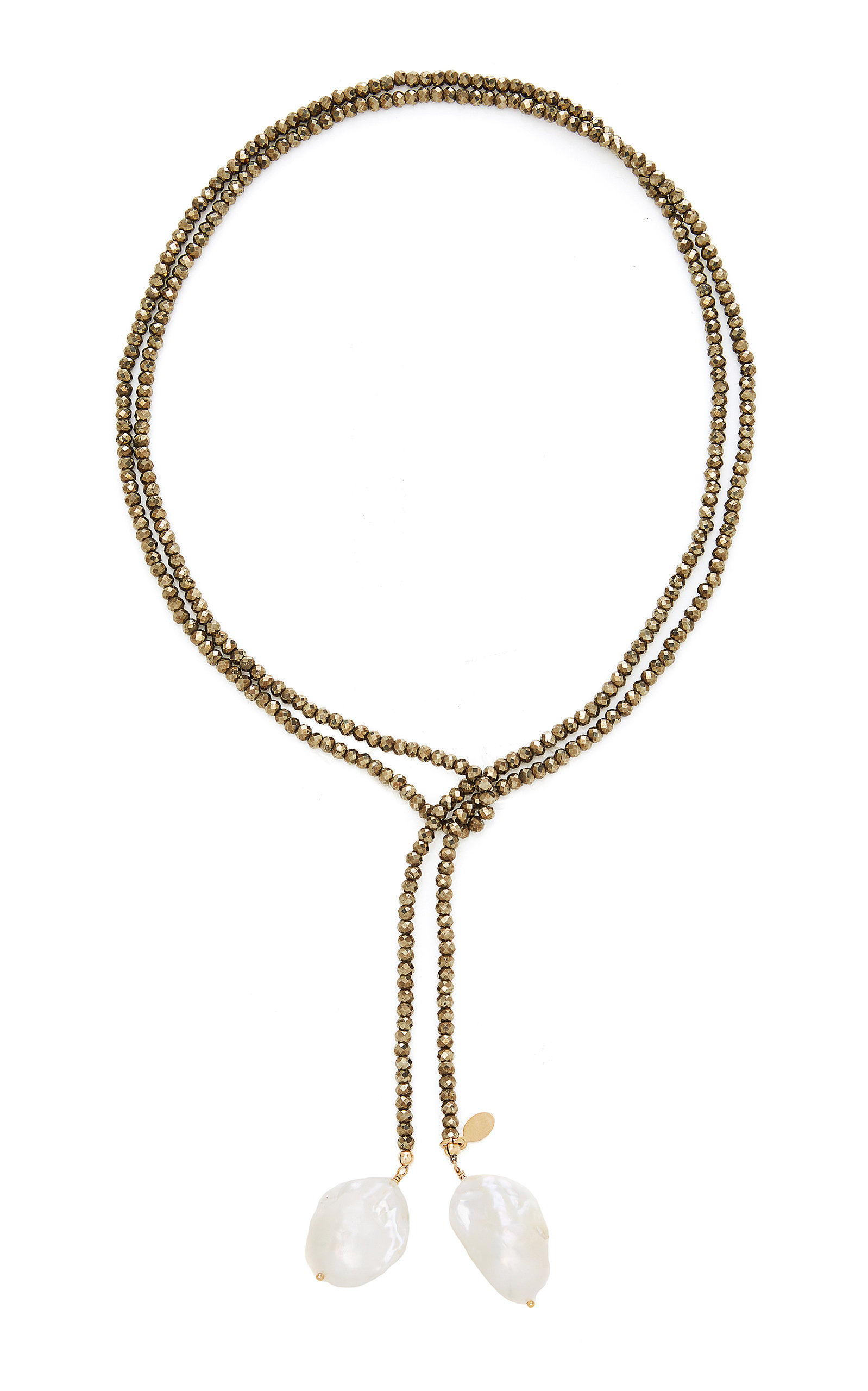 Gold-Filled; Pyrite and Pearl Necklace