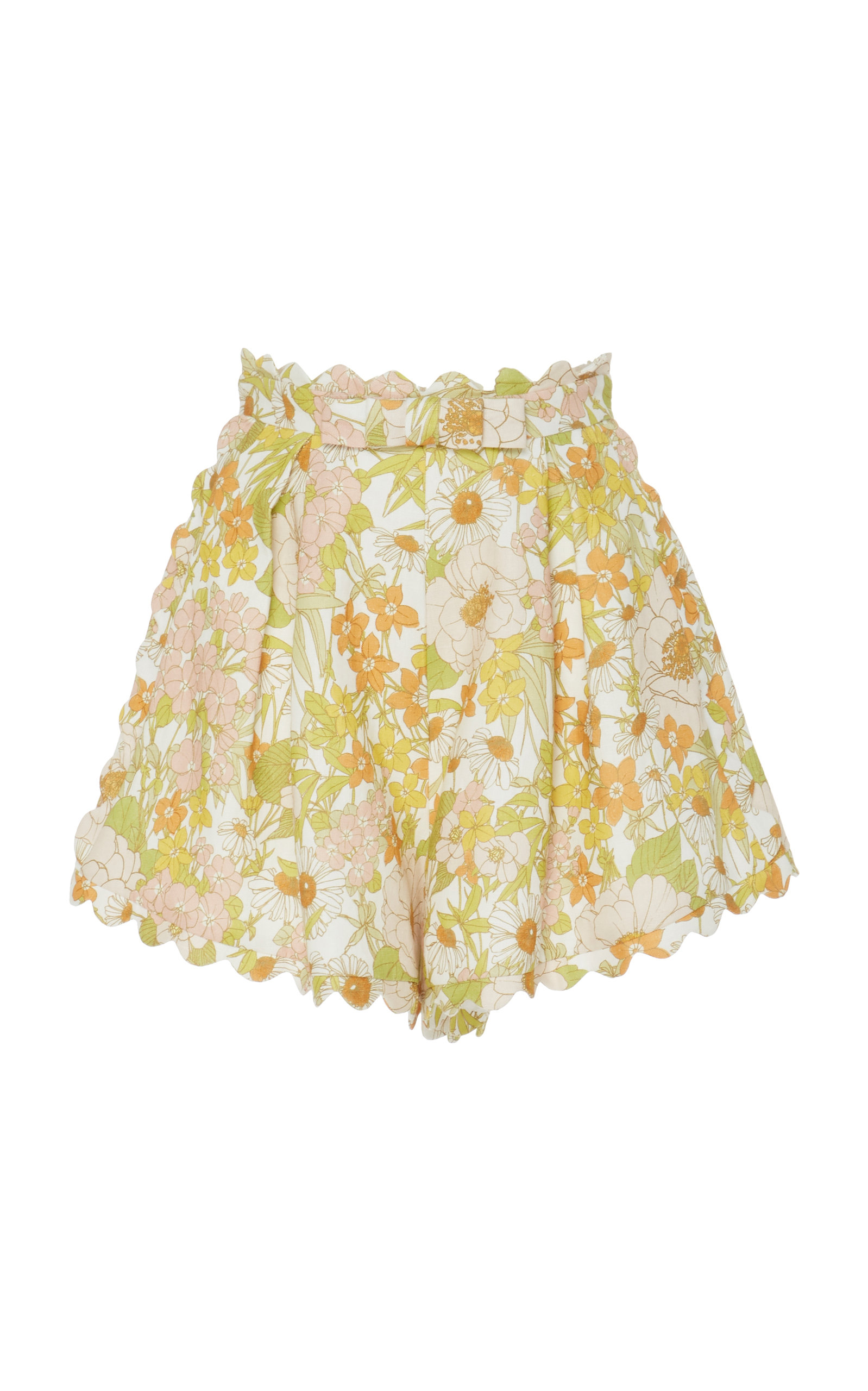 Scalloped Floral-Print Linen Shorts by Zimmermann | Moda Operandi