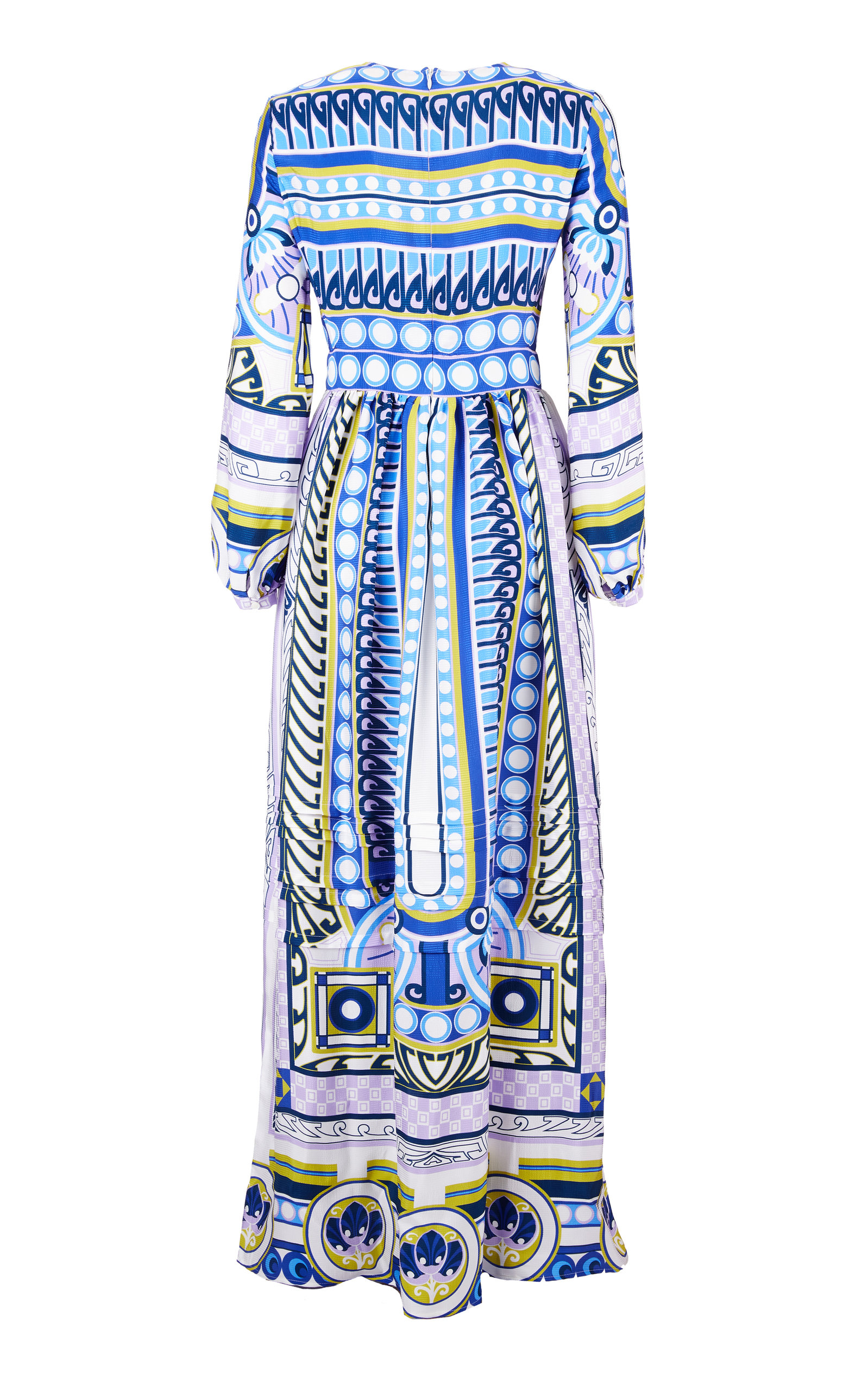 cobalt print satin kimono maxi dress