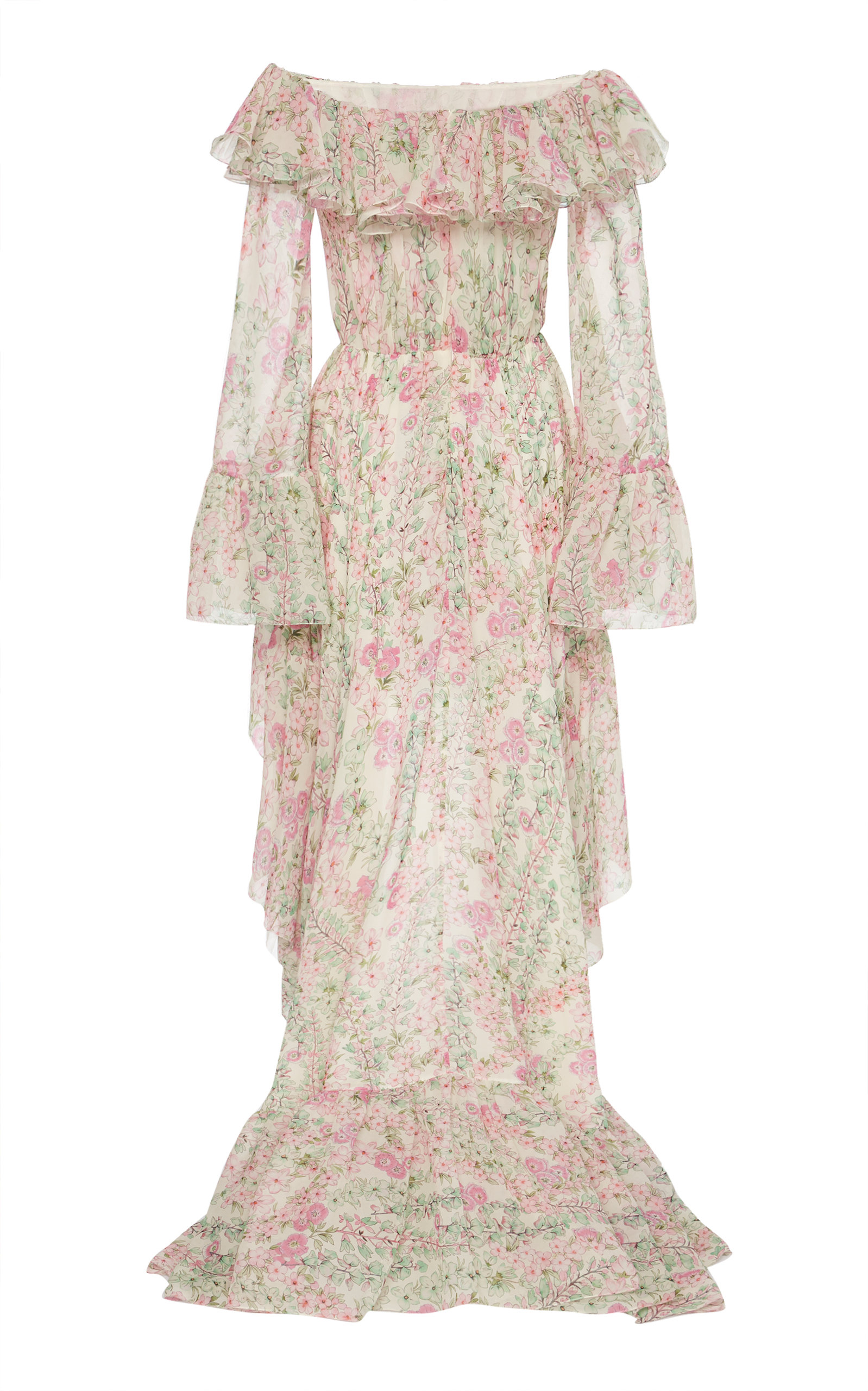 off the shoulder chiffon maxi dress