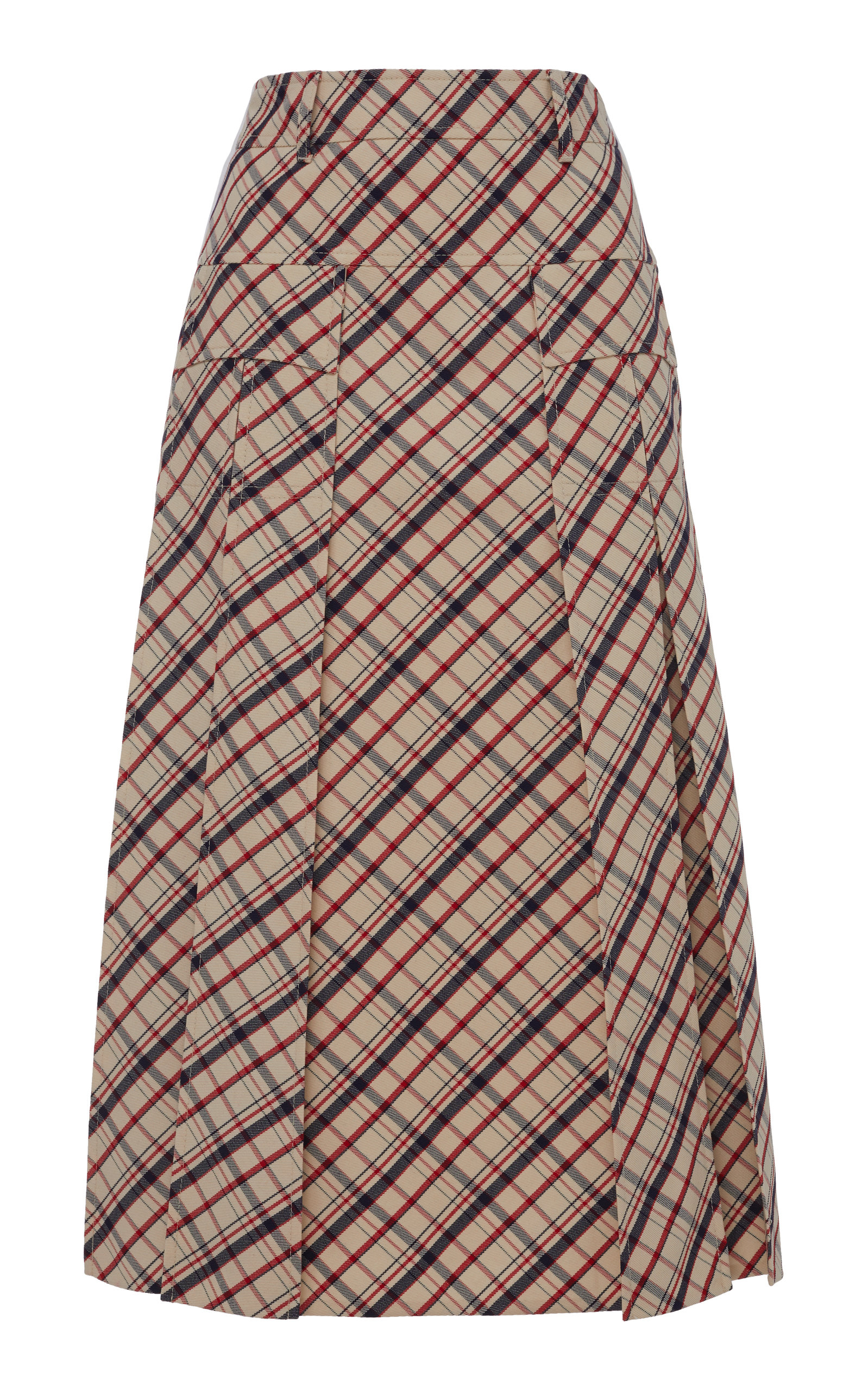 Prada Women's Checked Wool Midi Skirt