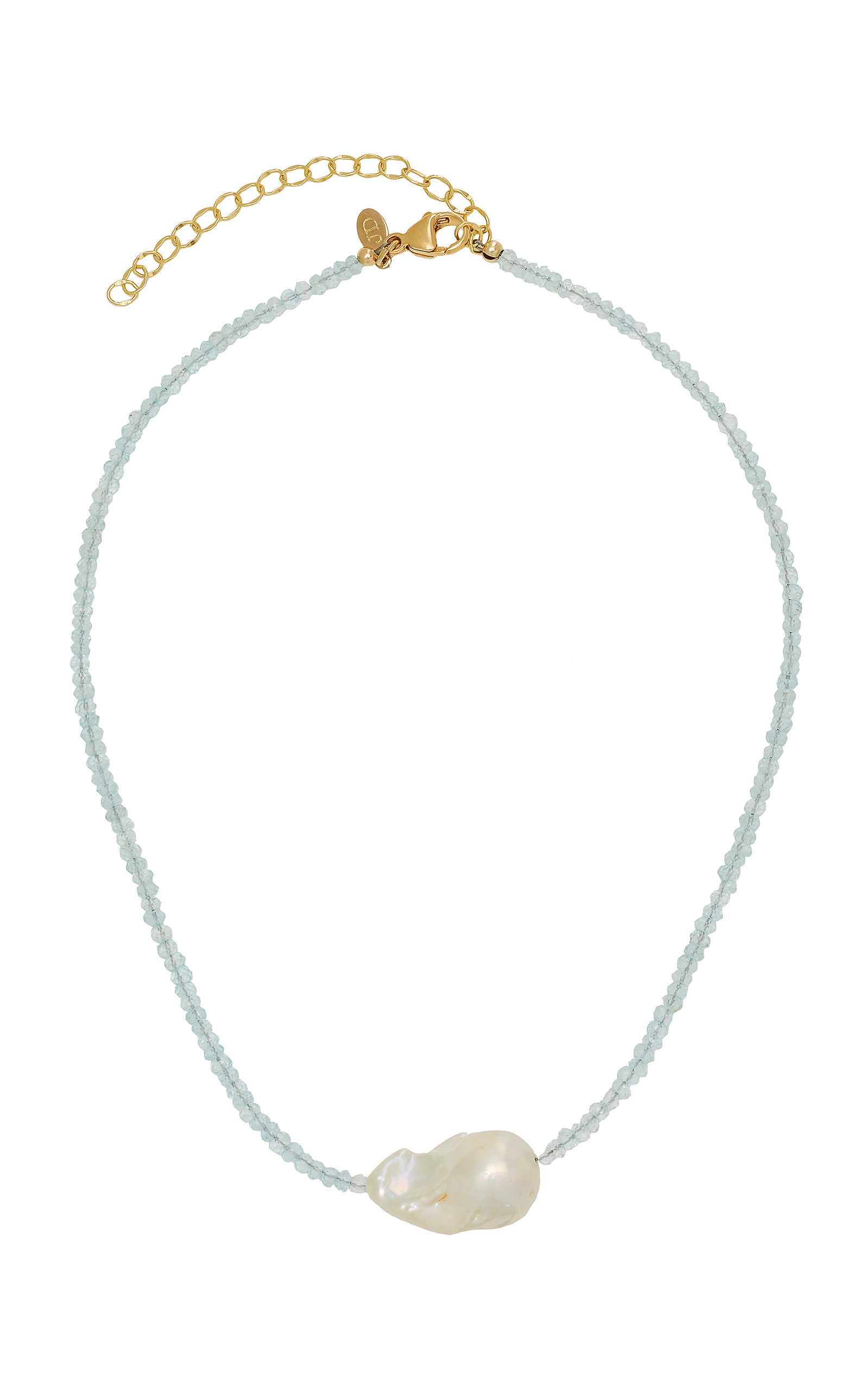Gold-Filled; Aquamarine and Pearl Necklace