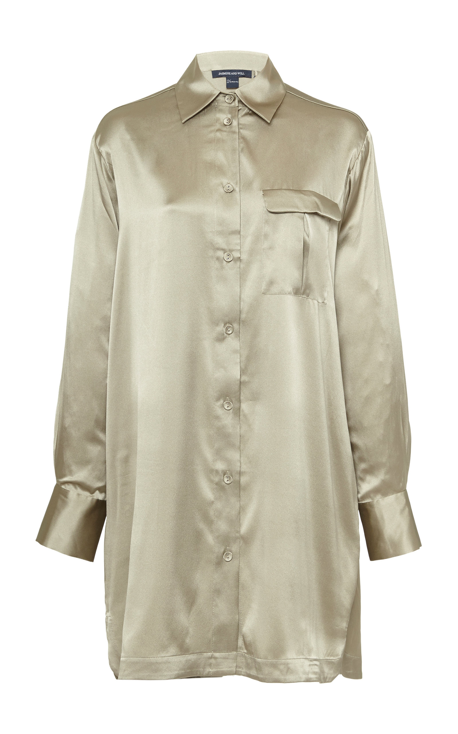 Jasmine and Will – Women's Long Sleeved Silk-Blend Sleep Shirt – Green – Moda Operandi