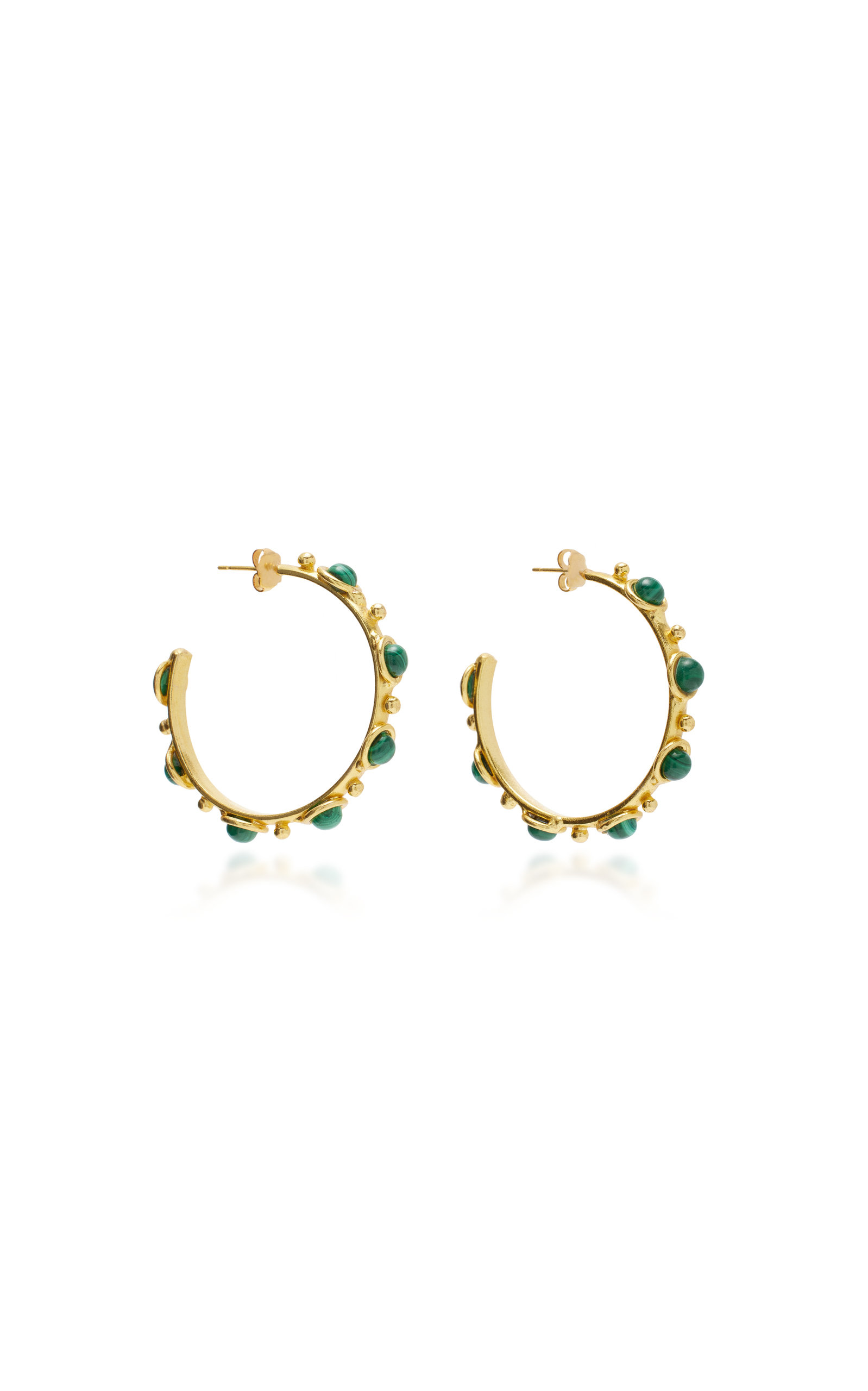 Petite Candy Malachite Gold-Plated Hoop Earrings