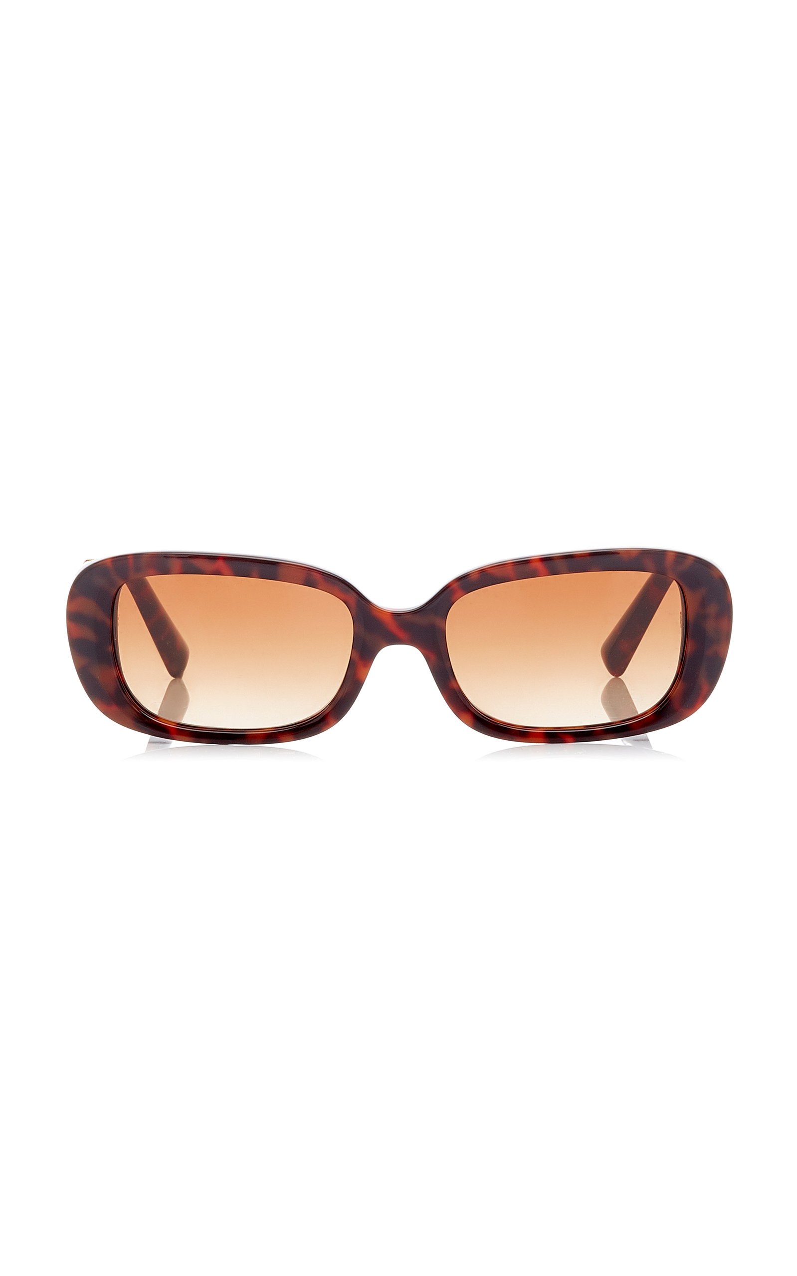 Valentino - Women's Valentino Garavani Printed Square-Frame Acetate Sunglasses - Brown/red - Moda Operandi