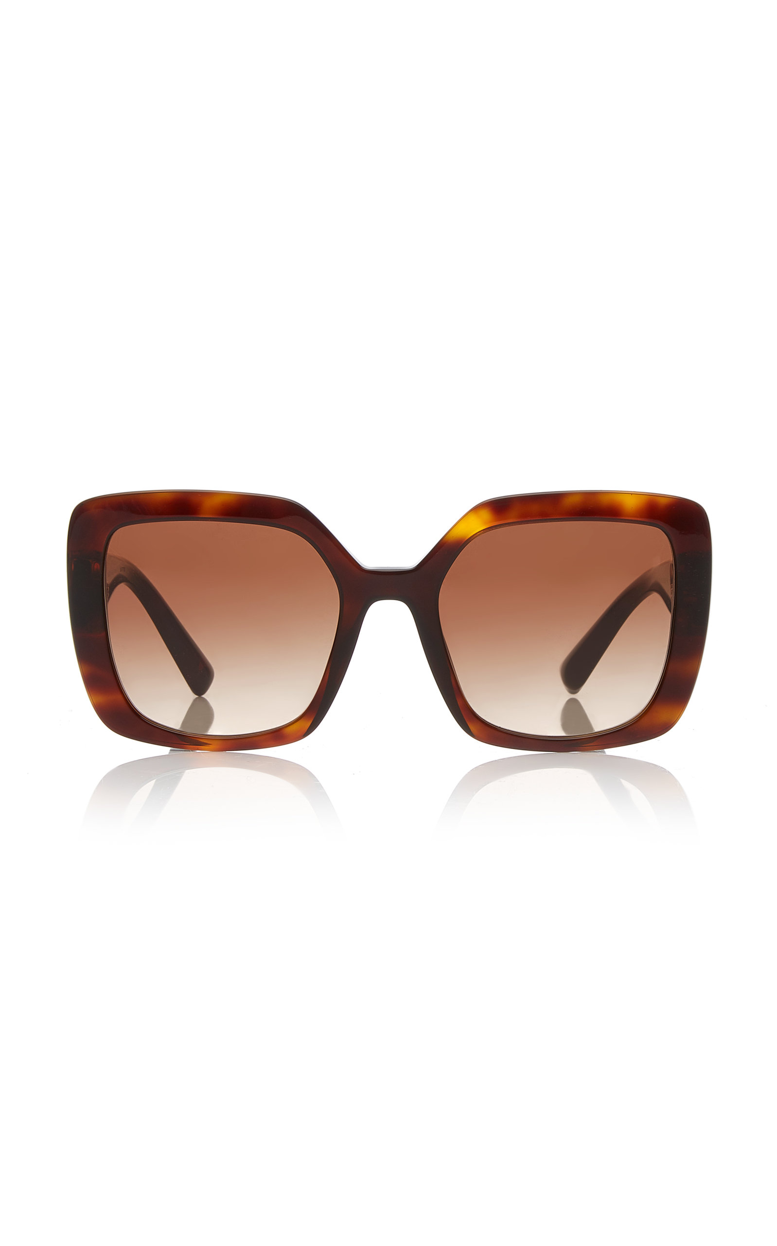 Valentino - Women's Valentino Garavani Logo Square-Frame Acetate Sunglasses - Brown - Moda Operandi