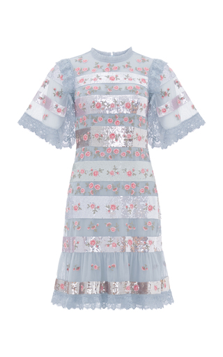 Rosebud Sequin-Embellished Floral Dress by Needle | Moda Operandi