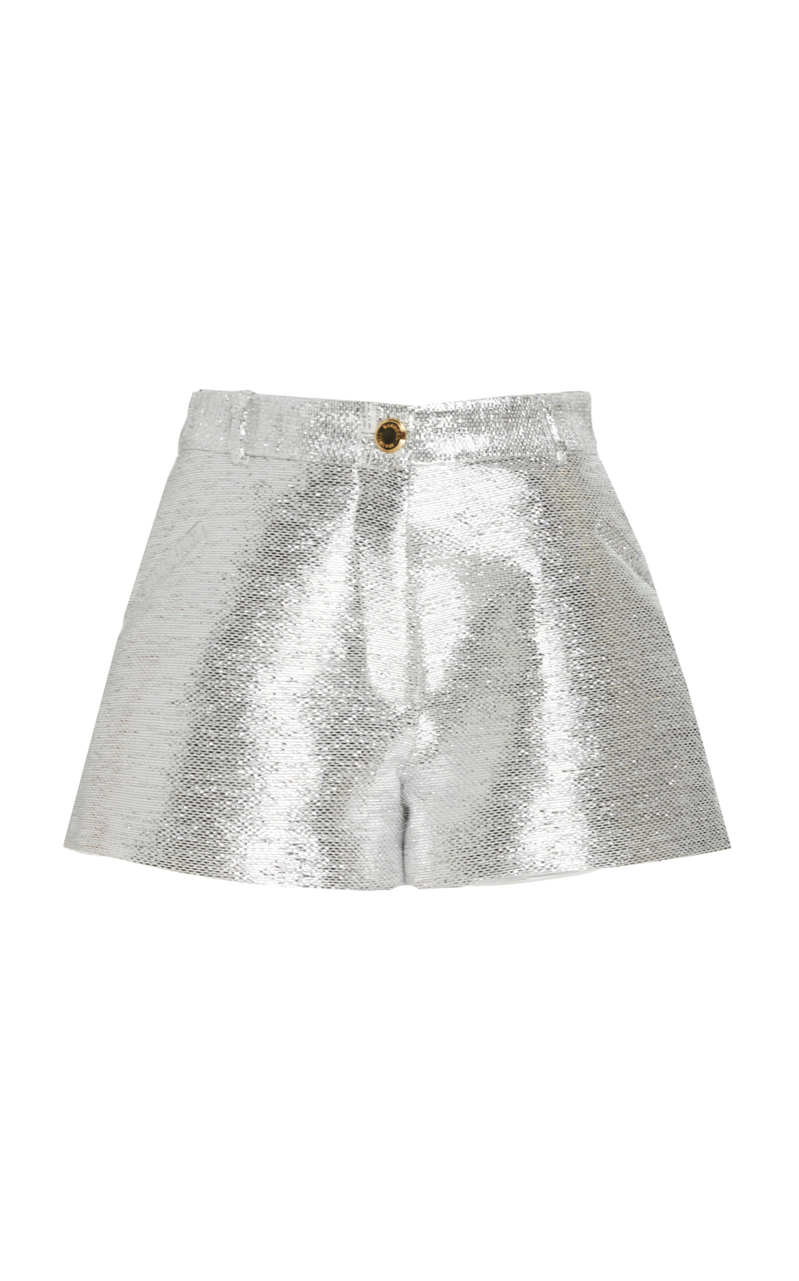 Brandon Maxwell Tweed Low-rise Mini Shorts In Metallic