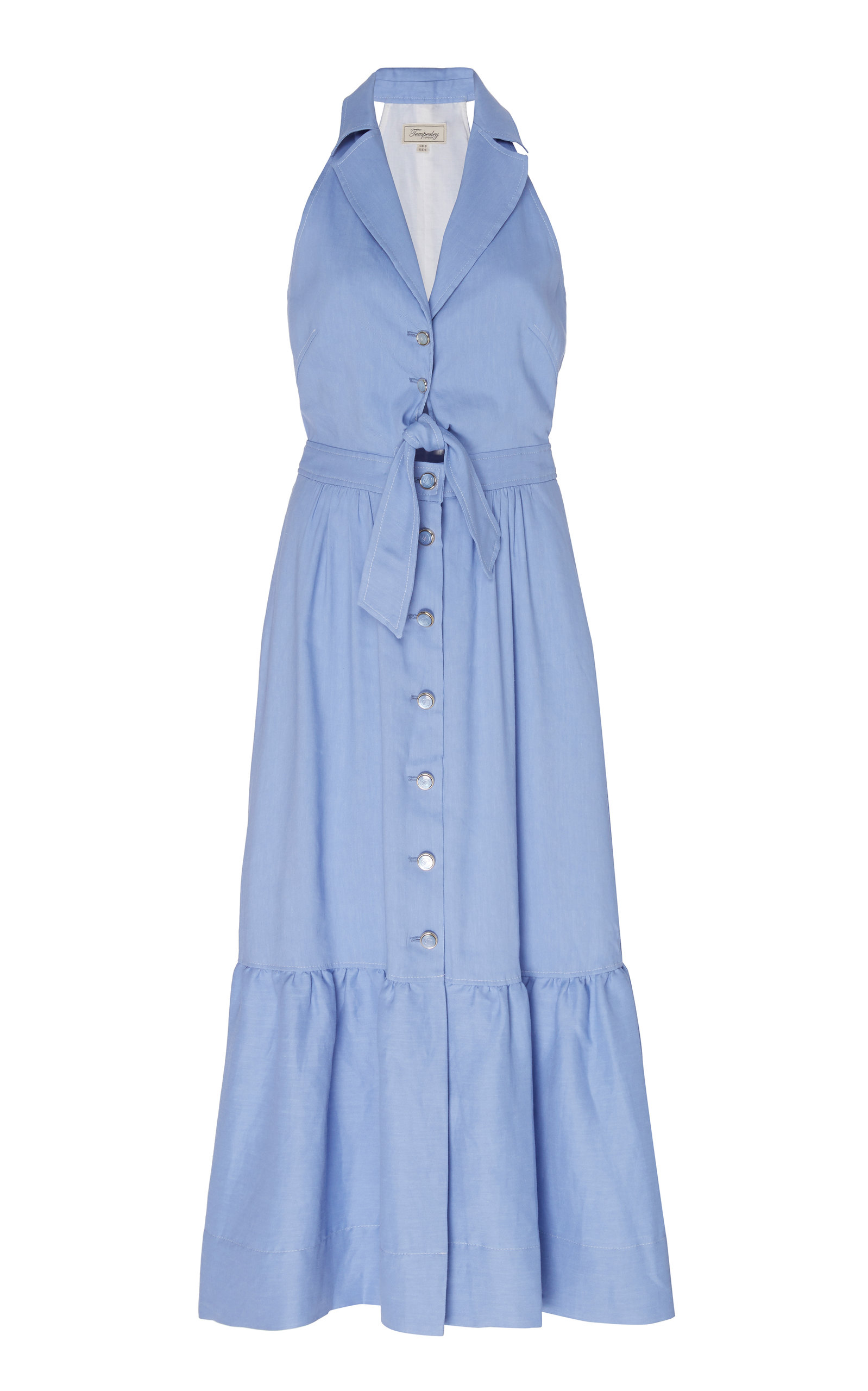 Sophia Linen-Blend Tie-Front Midi Dress by Temperley | Moda Operandi