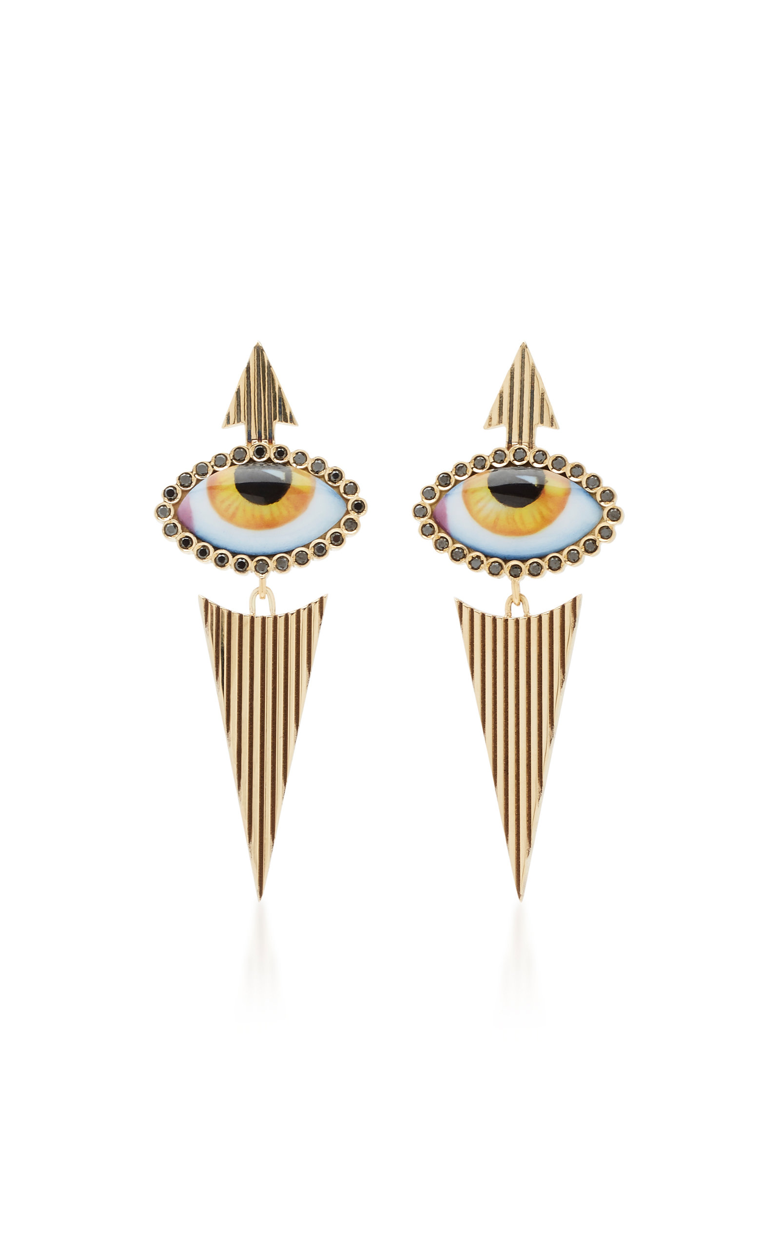 Lito Women's 14K Yellow-Gold and Diamond Eye Earrings