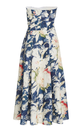 Dasha Strapless Floral-Print Linen-Blend Midi Dress展示图