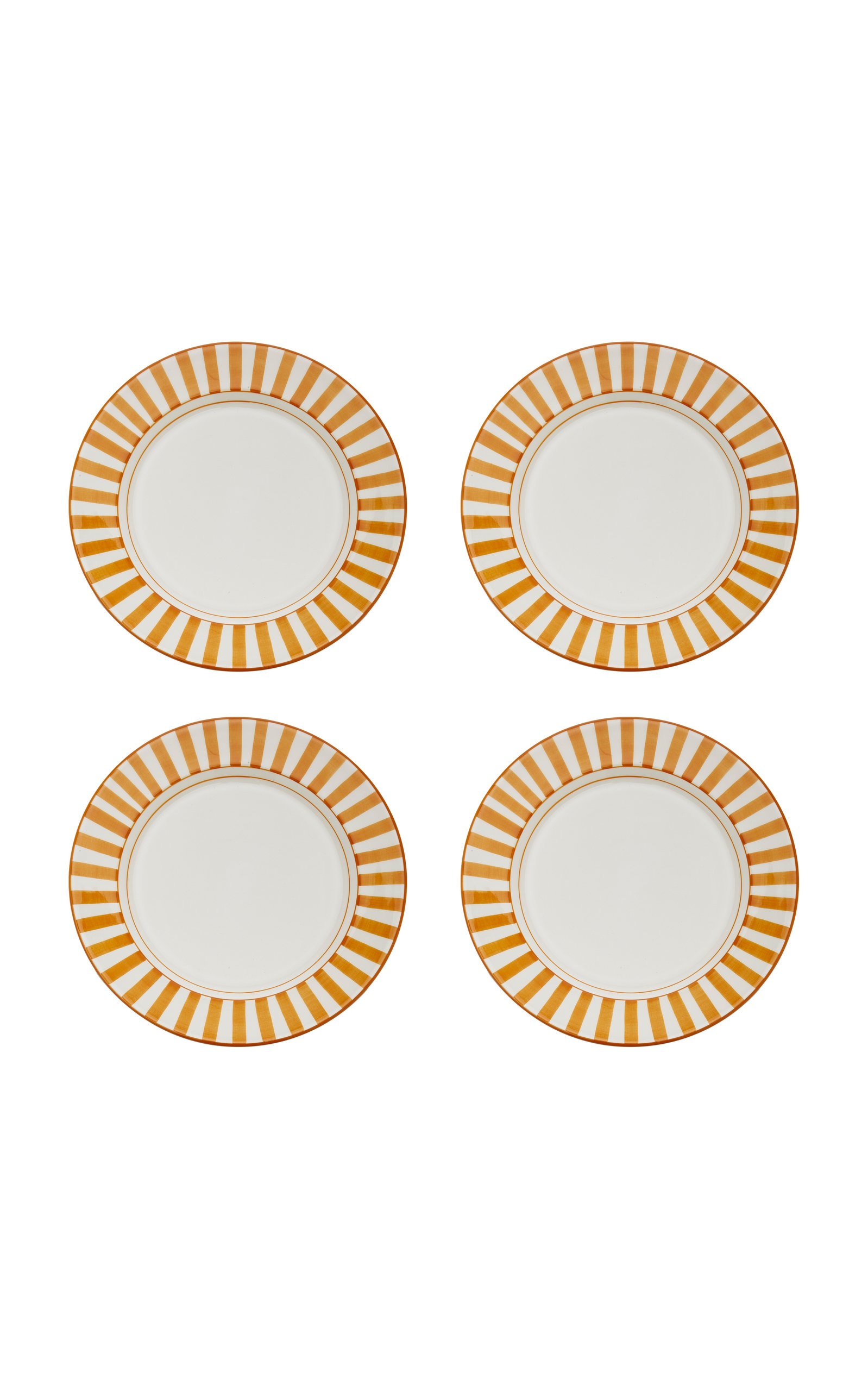 Este Ceramiche for Moda Domus Set-of-Four Striped Ceramic Dinner Plates - Orange