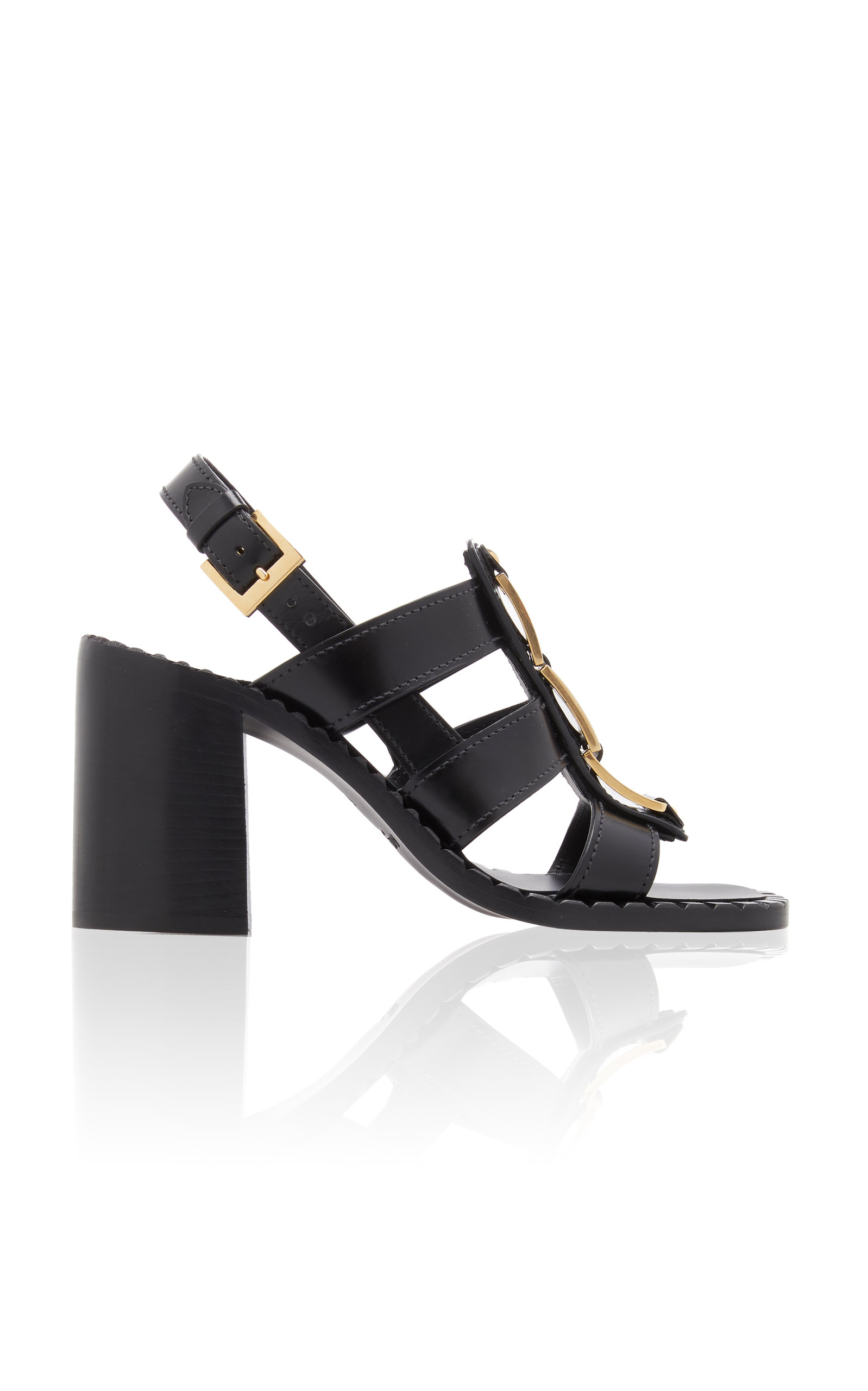 Prada - Embellished Leather Sandals - Black - IT 41 - Moda Operandi