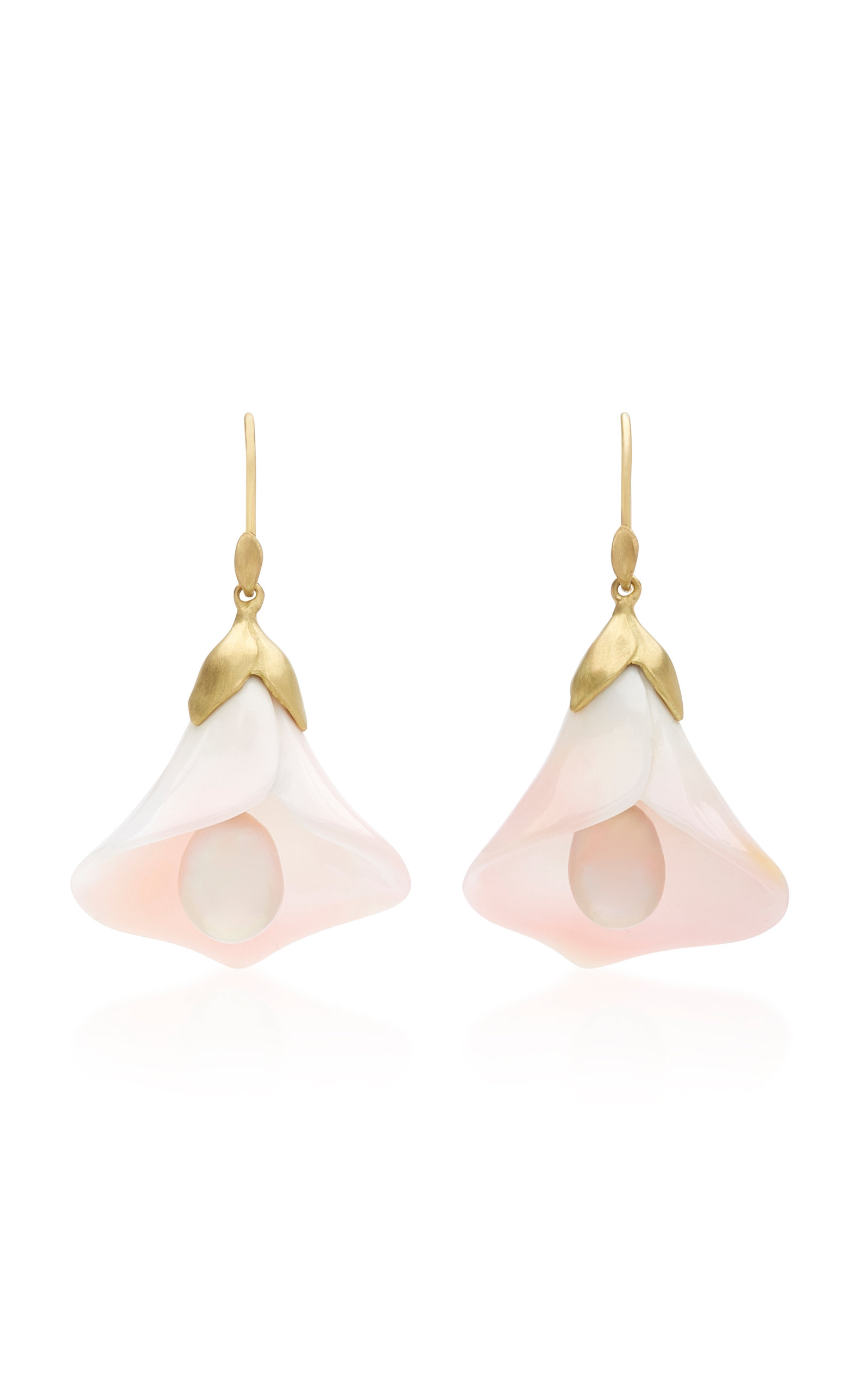 18K Gold; Pearl And Conch Earrings