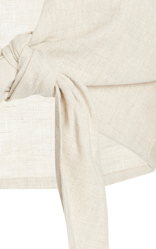 Mia Knot-Detailed Linen Cropped Top展示图