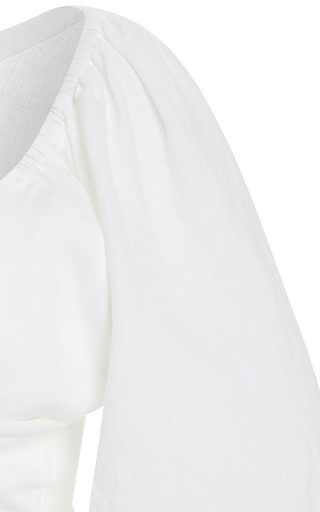 Mia Knot-Detailed Linen Cropped Top展示图