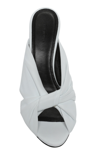 BALENCIAGA DRAPY LEATHER SLIDE SANDALS,801879