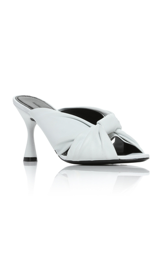 BALENCIAGA DRAPY LEATHER SLIDE SANDALS,801879