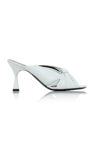 BALENCIAGA DRAPY LEATHER SLIDE SANDALS,801879