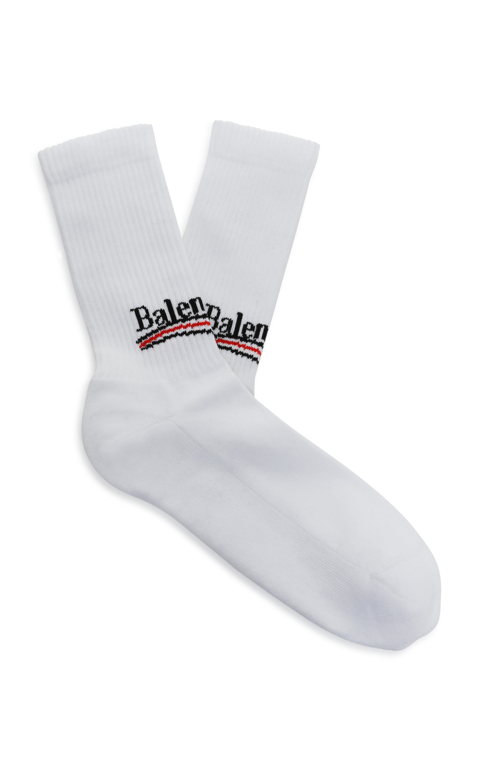 Balenciaga - Women's Intarsia Cotton-Blend Socks - White - Moda Operandi