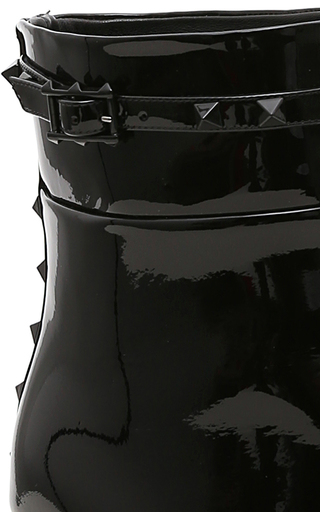 Rockstud-Detailed Patent Leather Ankle Boots展示图