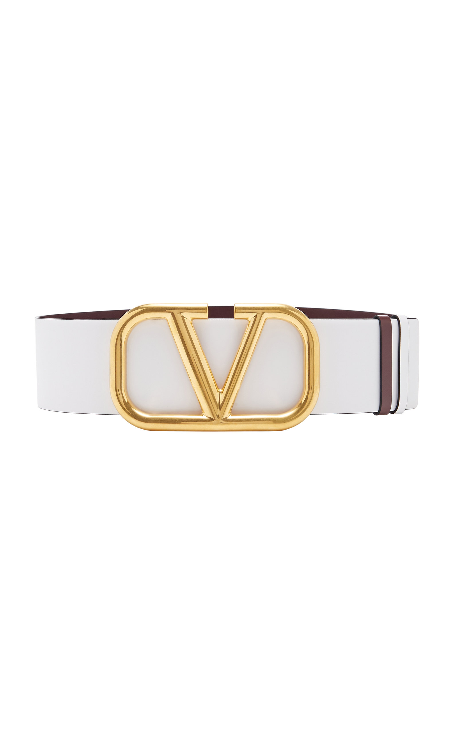 Valentino - Women's Valentino Garavani VLogo Leather Belt - White - 65 cm - Moda Operandi