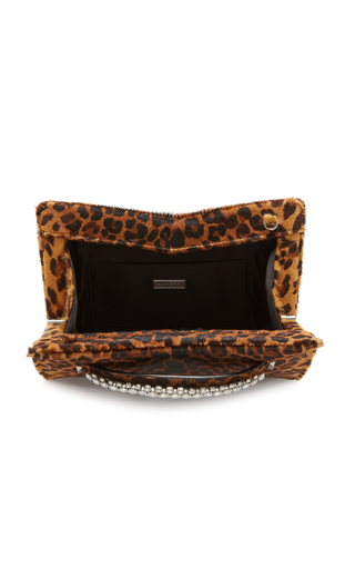 Venus Crystal-Embellished Leopard-Print Ponyhair Clutch展示图