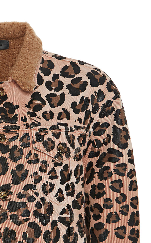 Jonny Cota Studio Sahara Leopard Print Denim Coat Mens