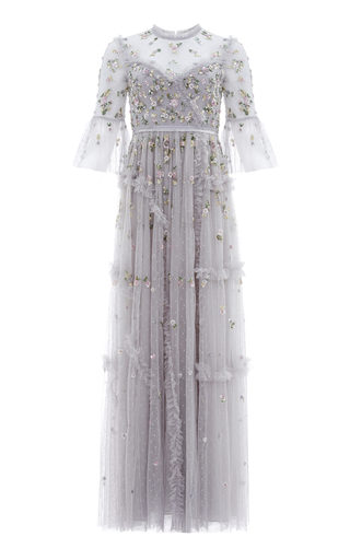 Shimmer Ditsy Embroidered Tulle Gown by Needle & | Moda Operandi