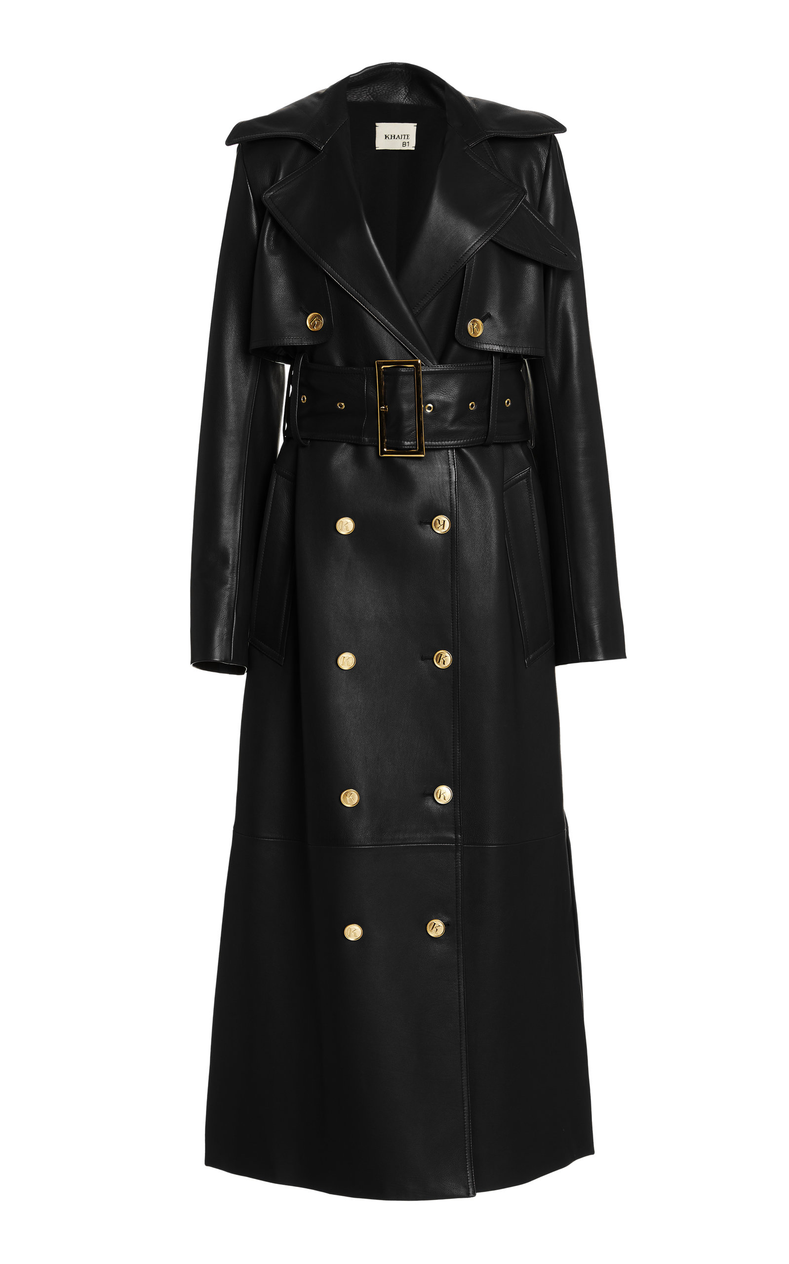 Ren Belted Leather Trench Coat by Khaite | Moda Operandi