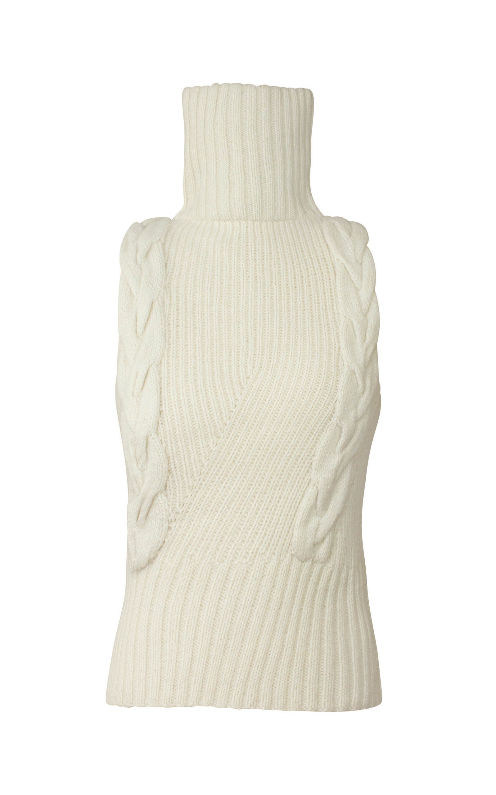 Alejandra Alonso Rojas Women's Sleeveless Cable-knit Turtleneck Top In Brown,neutral