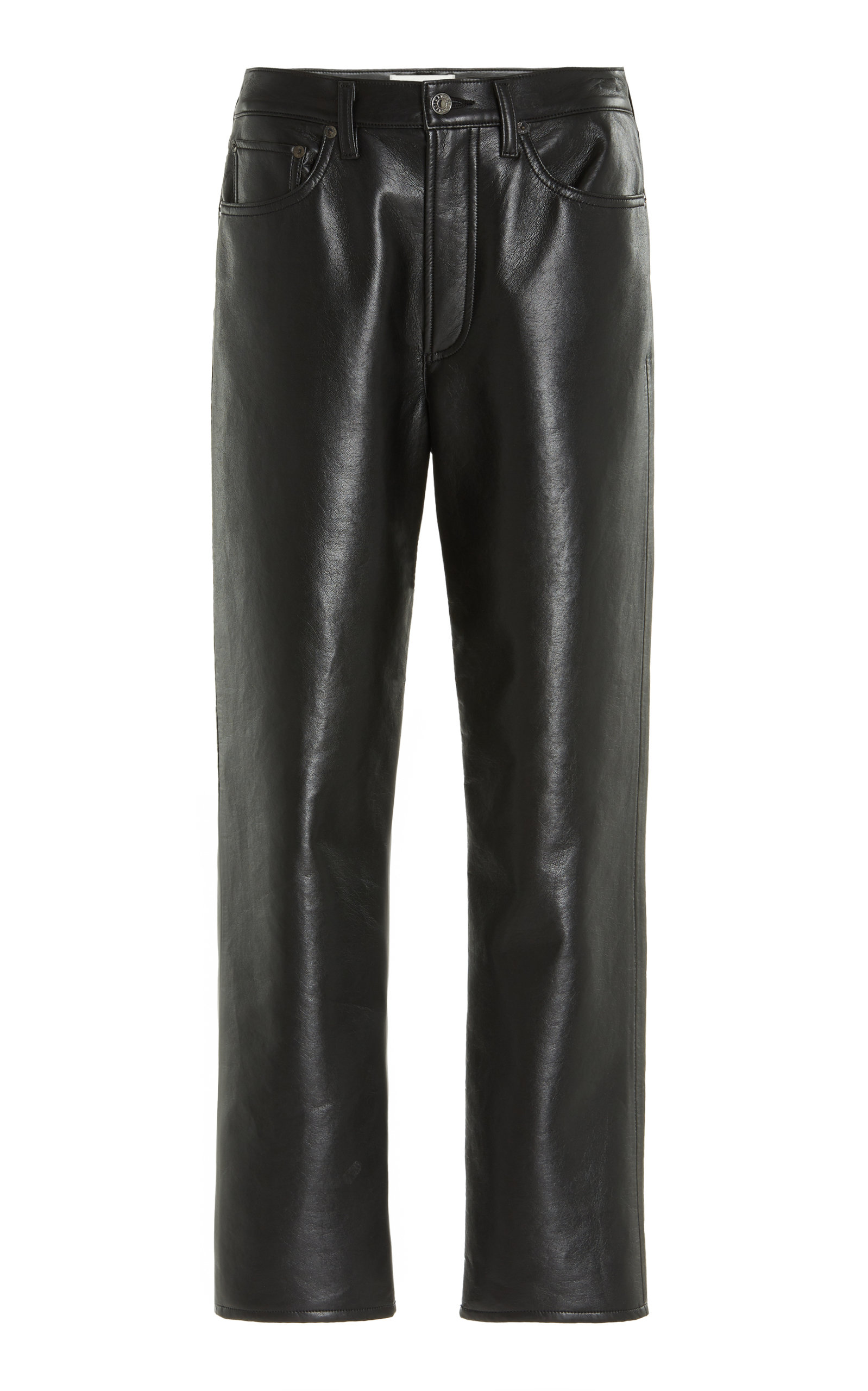 Agolde 90's High-Rise Recycled Leather Straight-Leg Pants - Black