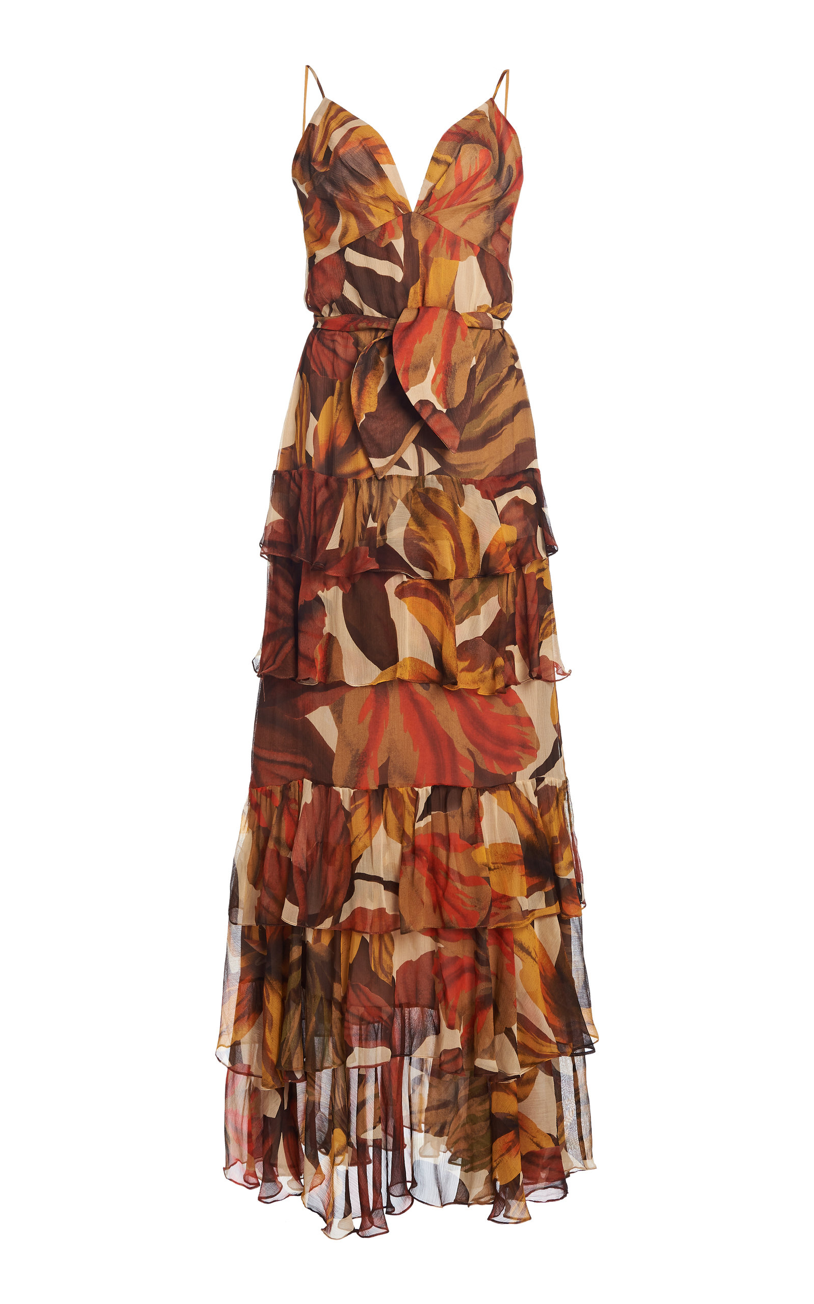 Johanna Ortiz - Women's Canto Del Corazon Tiered Floral Georgette Maxi Dress - Print - US 0 - Moda Operandi