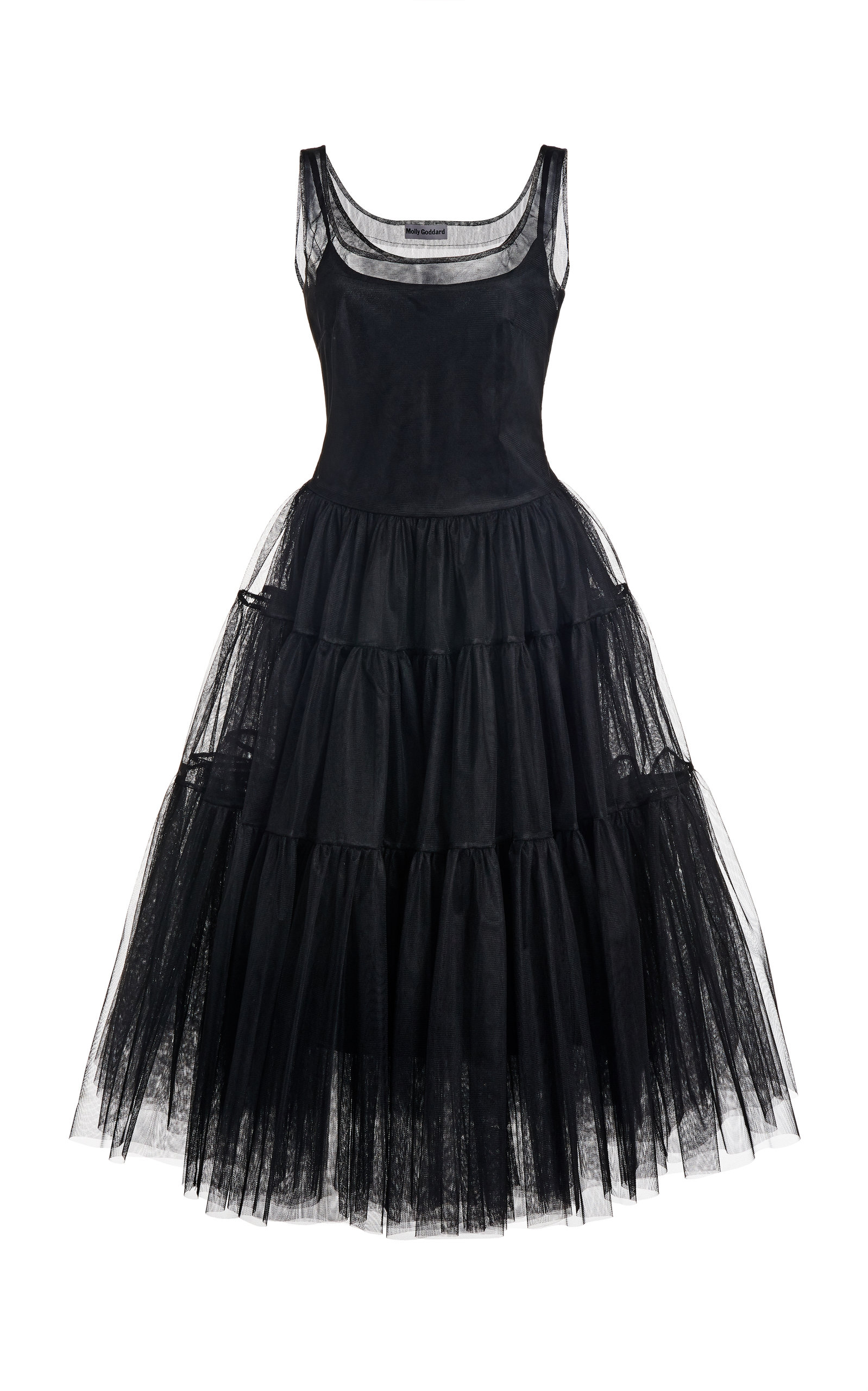 Molly Goddard CORRIE TIERED TULLE MIDI DRESS