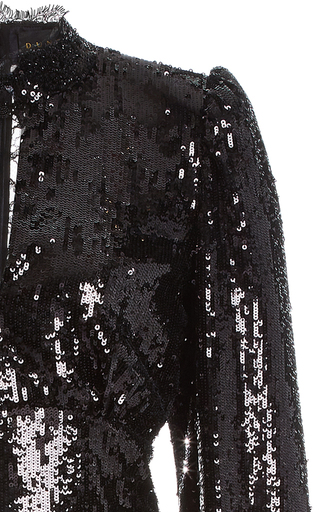 Lace-Detailed Sequined Mini Dress展示图
