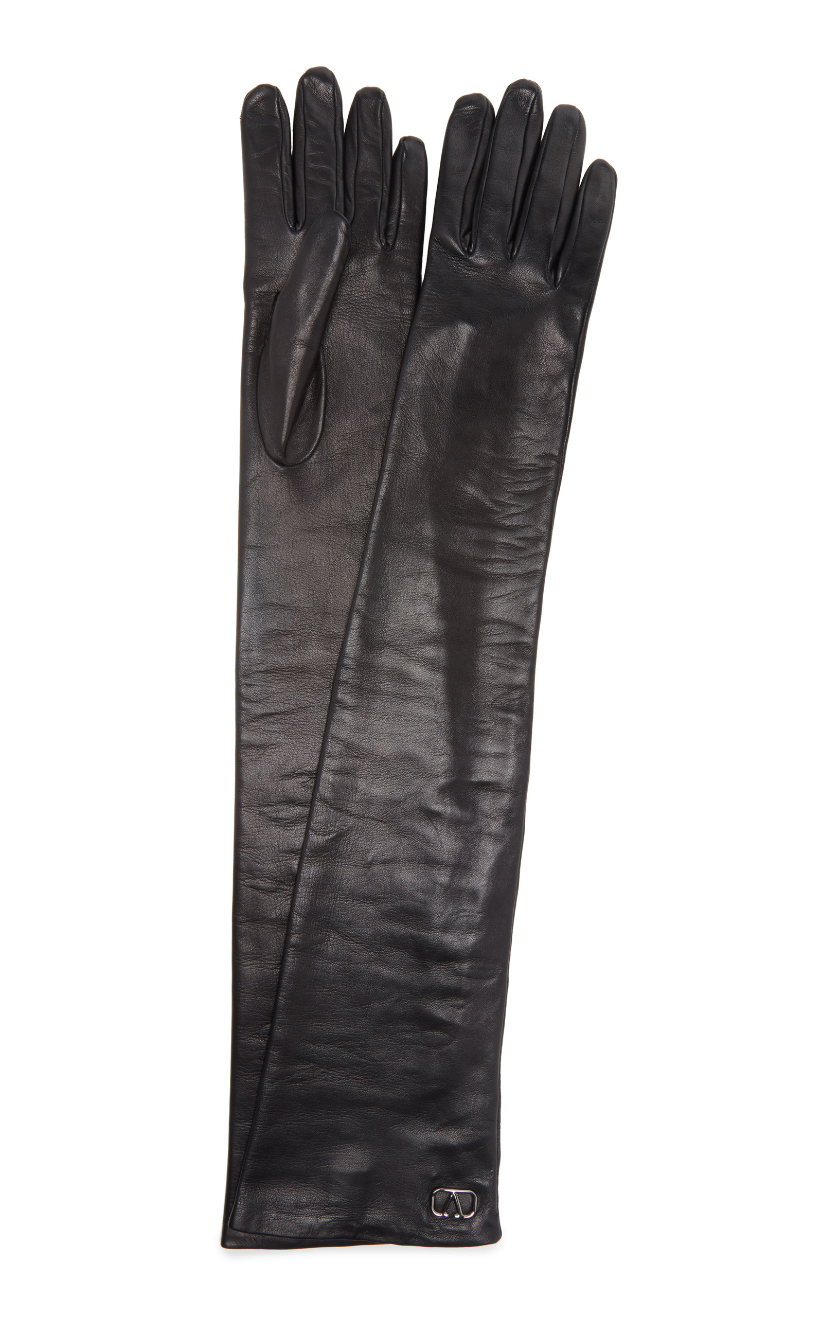 long grey leather gloves