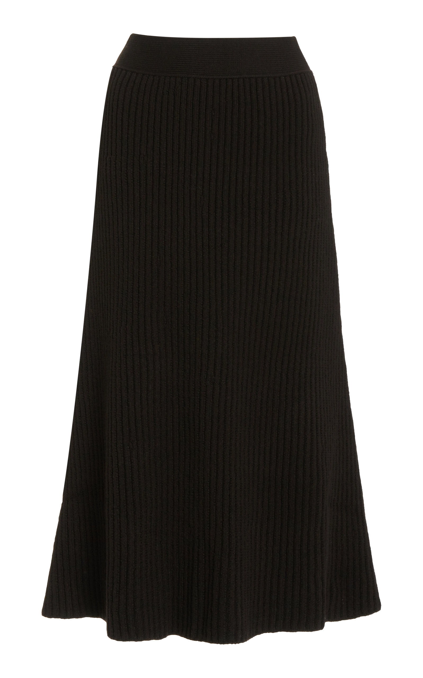 Ribbed-Knit Wool Midi Skirt