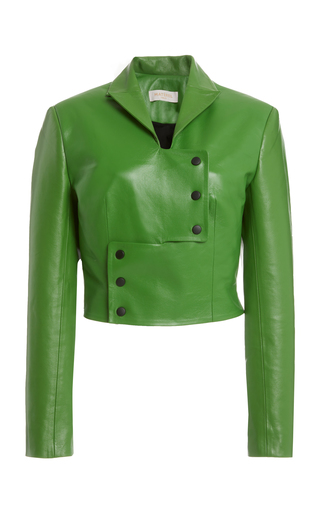 Button-Detailed Faux Leather Cropped Jacket by | Moda Operandi