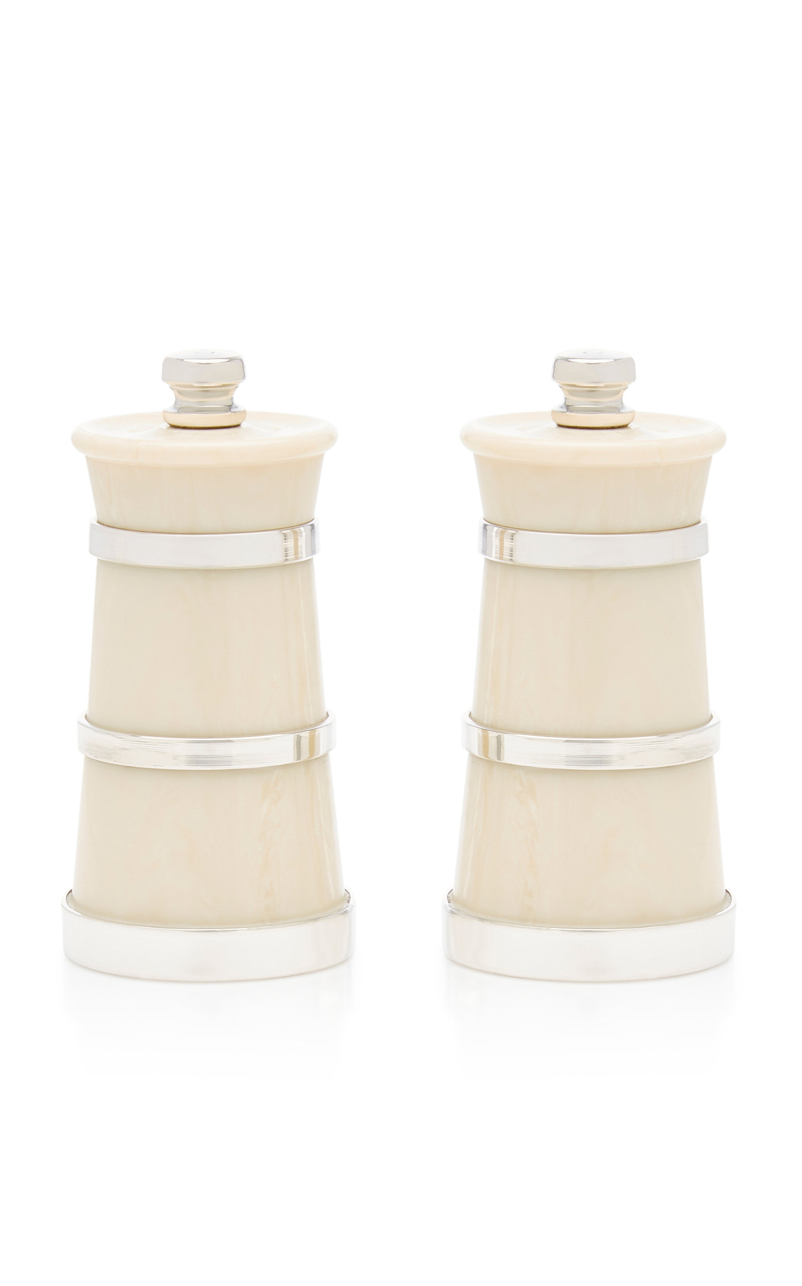 Moda Domus Ivory Silver Salt and Pepper Grinder Set - Ivory
