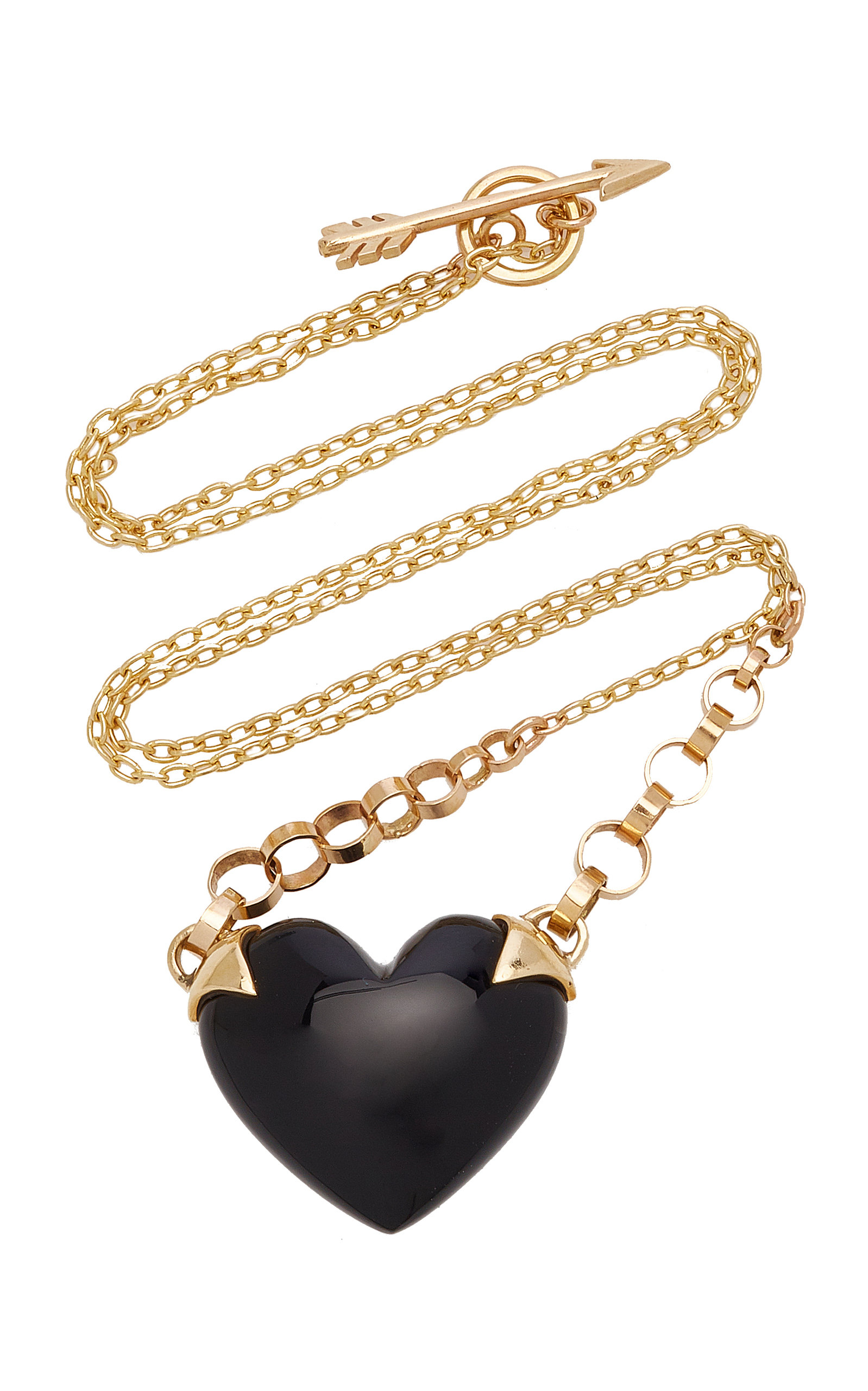 Shackled Heart 14K Gold And Onyx Necklace