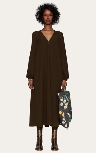 Brooklyn Puff-Sleeve Crepe Midi Dress展示图